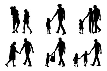 Naklejka premium Silhouette Family Moments: capturing the essence of familial bonds through silhouette, depict parents and children in tender moments of togetherness and shared experience.