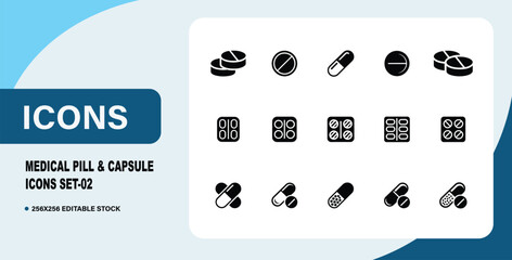 Medical Pill and Capsule Icons Set-02
