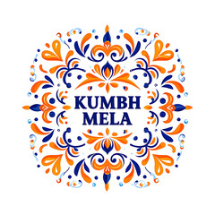 Obraz premium Vibrant Kumbh Mela Logo Design with Ornate Floral Pattern