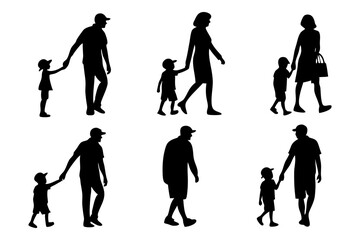 Parental Companionship: Silhouette renderings capture the essence of family, showcasing parents guiding their children on a journey of life. Evoking themes of support and protection. 