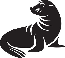 Fototapeta premium Seal Black Silhouette Vector, Marine Animal Clipart & Ocean Wildlife Design