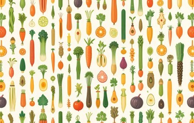 Whimsical Vegetable Pattern with Creative Shapes