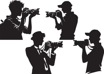 Silhouettes of Photographers Capturing Moments with Cameras