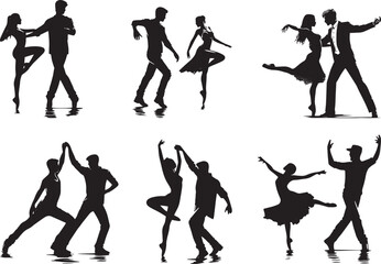 Dancing couples silhouette