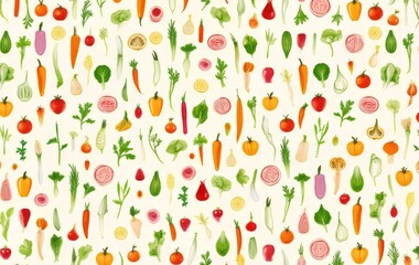 Whimsical Vegetable Pattern with Creative Shapes