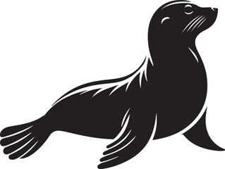 Fototapeta premium Seal Black Silhouette Vector, Marine Animal Clipart & Ocean Wildlife Design
