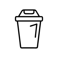 Black Trash Bin Icon Silhouette with on White Background, Minimal Garbage Can Symbol for Delete, Clean-Up, Recycle, and Digital Interface Design