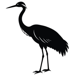 Obraz premium Crane Bird Vector Silhouette Illustration On White Background