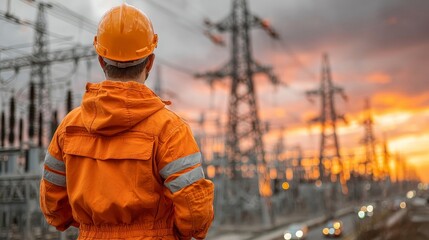 Electrical Engineer an individual in an orange protective suit standin