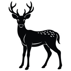 Fototapeta premium Deer Animal Vector Silhouette Standing On White Background