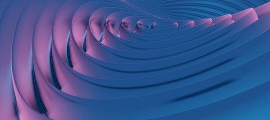 Abstract blue background curved pattern in design 3d render