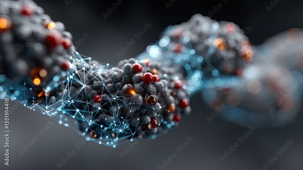 Aufkleber abstract molecular structure with glowing particles and network connections