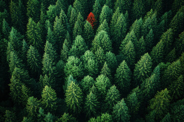 Fototapeta premium Red tree in forest.