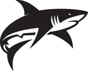 Shark Fish Black Silhouette Vector, Ocean Predator Clipart & Marine Wildlife Design