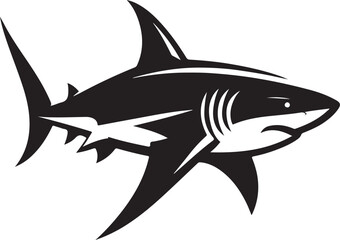 Shark Fish Black Silhouette Vector, Ocean Predator Clipart & Marine Wildlife Design