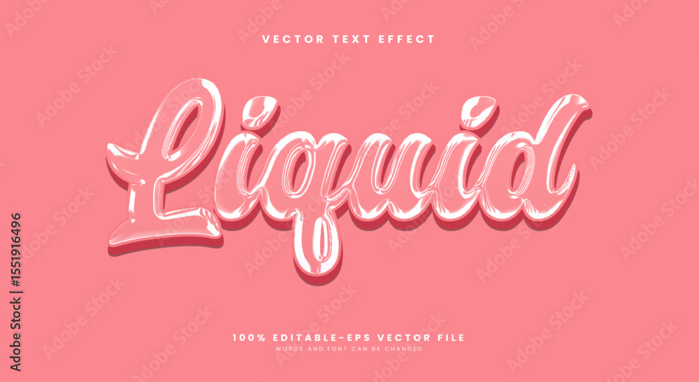 Poster liquid 3d chrome style editable text effect template