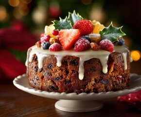 Christmas fruitcake, with space for copying