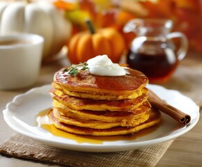Pumpkin pancakes, with space for copying