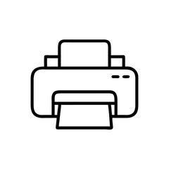 Black Printer Icon Silhouette on White Background, Minimal Office Device Symbol for Print Button, Document Management, and Hardware Interface Design