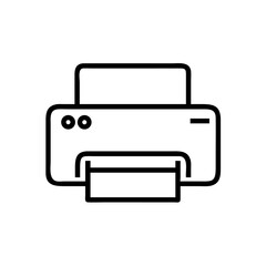 Black Printer Icon Silhouette on White Background, Minimal Office Device Symbol for Print Button, Document Management, and Hardware Interface Design
