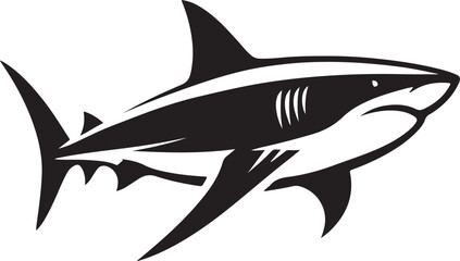 Shark Fish Black Silhouette Vector, Ocean Predator Clipart & Marine Wildlife Design