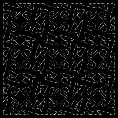 Black background with figures from dots . Black and white pattern for web page, textures, card, poster, fabric, textile. Repeating design.