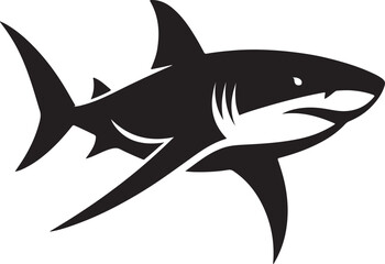 Shark Fish Black Silhouette Vector, Ocean Predator Clipart & Marine Wildlife Design