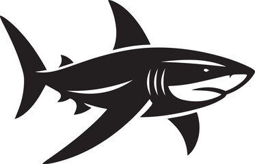 Shark Fish Black Silhouette Vector, Ocean Predator Clipart & Marine Wildlife Design