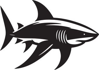 Shark Fish Black Silhouette Vector, Ocean Predator Clipart & Marine Wildlife Design