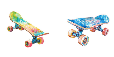 cute skateboard watercolor vector illustration © Dar
