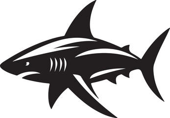Shark Fish Black Silhouette Vector, Ocean Predator Clipart & Marine Wildlife Design