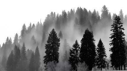 Foggy Forest in Black and White