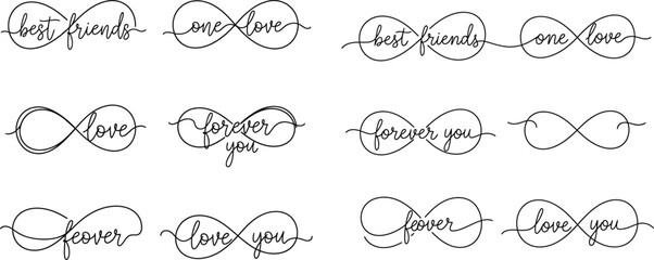 Infinity Symbol Collection with Best Friends, Love, Forever You Word Art