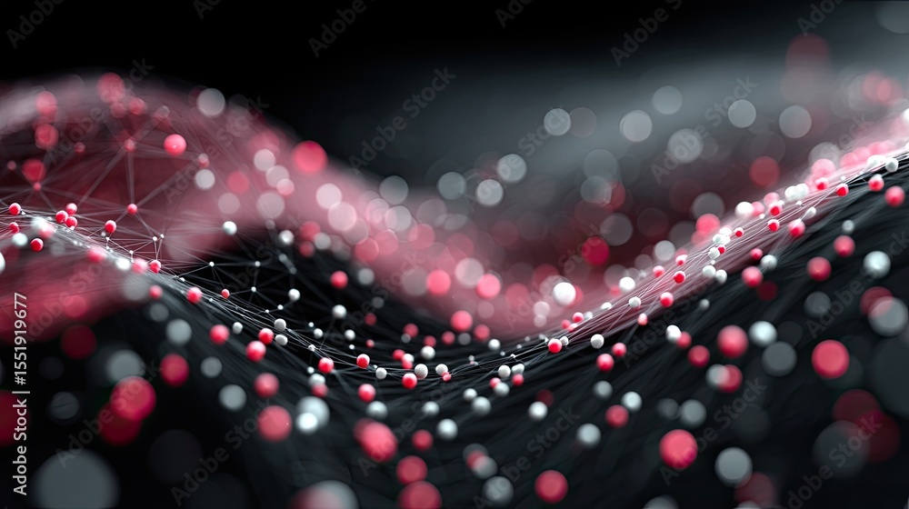 Poster abstract red and white particle network background