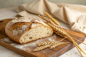 Freshly baked brown wheat bread, a delicious sliced loaf perfect for a healthy breakfast or snack