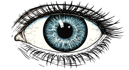 illustration sketch Closeup Human eye, ophthalmology, eye care, vision system, eye exam, Eye Health, eye view, cataract, education, medical  concept, cutout in transparent background, png format