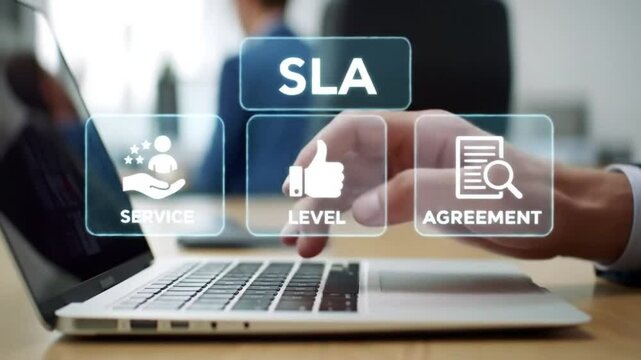 SLA Concept Service Level Agreement on Laptop. Digital Transformation, Business Solution