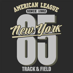 Sport t-shirt graphics. New York City athletic apparel design. Vector