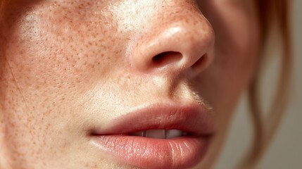 Fototapeta premium Close-up of Woman's Face with Freckles