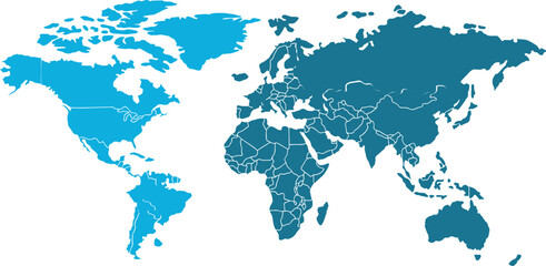 Illustration of a Colored map of world on white background
