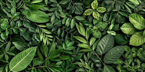 Fototapeta premium Lush Green Leaves Collection on Natural Background for Design Use
