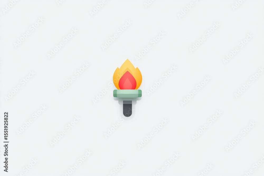 Poster minimalist torch icon with outlined flame and simple handle