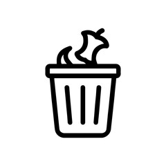 Trash bin with food waste icon with transparent background representing compost-friendly restaurant and sustainable food disposal
