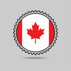 Canadian Flag Emblem Circular Badge Design Featuring Maple Leaf