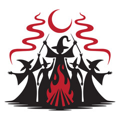 A set of vintage retro pin up style Halloween witch.