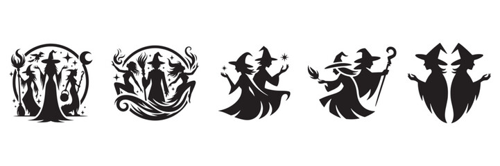 A set of vintage retro pin up style Halloween witch.