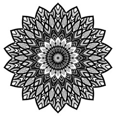 Mehndi Henna Drawing Circular Mandala pattern for tattoo, decoration premium product poster or painting. Decorative ornament in ethnic oriental style. Outline doodle hand draw illustration