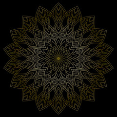 Mehndi Henna Drawing Circular Mandala pattern for tattoo, decoration premium product poster or painting. Decorative ornament in ethnic oriental style. Outline doodle hand draw illustration