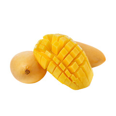 Whole Mango with Decorative Crosshatch Slice