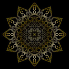 Mehndi Henna Drawing Circular Mandala pattern for tattoo, decoration premium product poster or painting. Decorative ornament in ethnic oriental style. Outline doodle hand draw illustration
